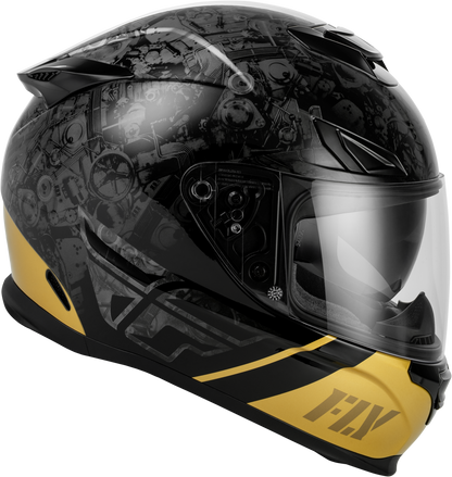 Fly Racing Sentinel Mechanical Helmet Black, Grey & Gold XL - Kelly Motorsports