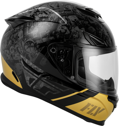 Fly Racing Sentinel Mechanical Helmet Black, Grey & Gold XL - Kelly Motorsports