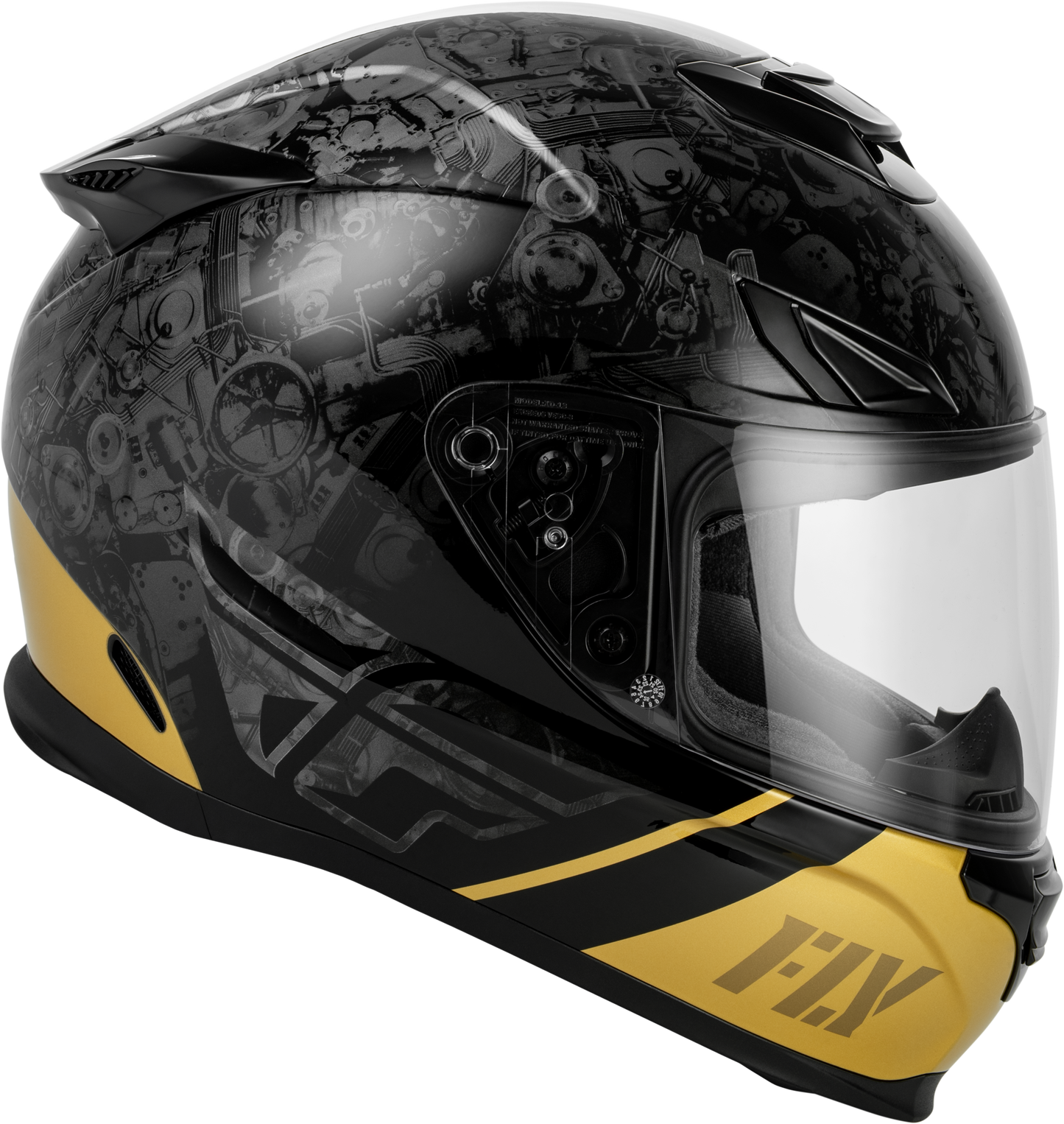Fly Racing Sentinel Mechanical Helmet Black/Grey/Gold - Model 73 - 84322X - Kelly Motorsports