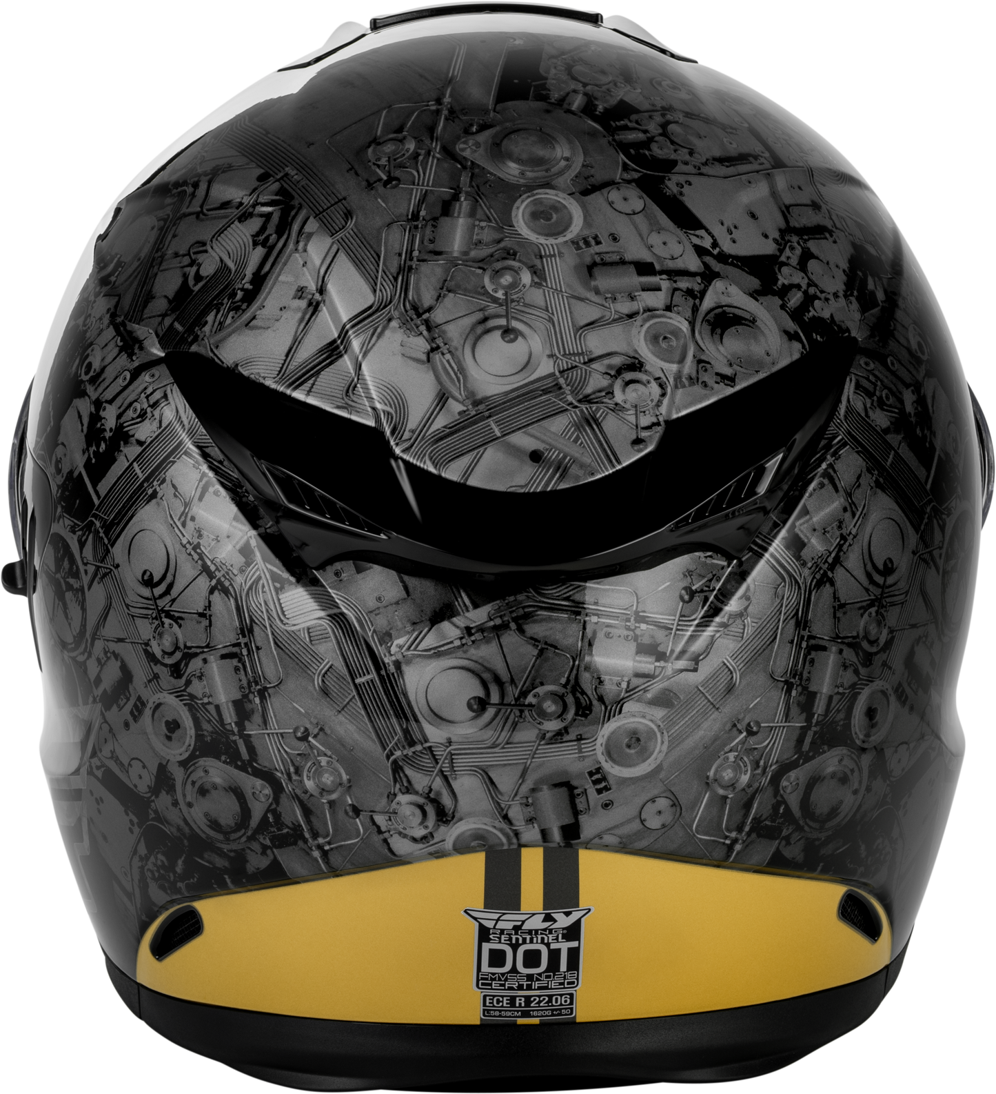 Fly Racing Sentinel Mechanical Helmet Black/Grey/Gold - Model 73 - 84322X - Kelly Motorsports