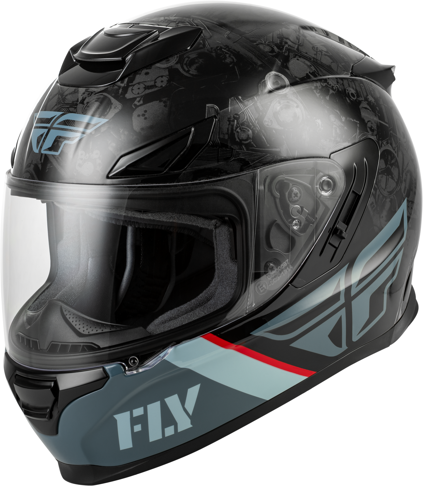 Fly Racing Sentinel Mechanical Helmet Black/Grey/Red Small - Kelly Motorsports
