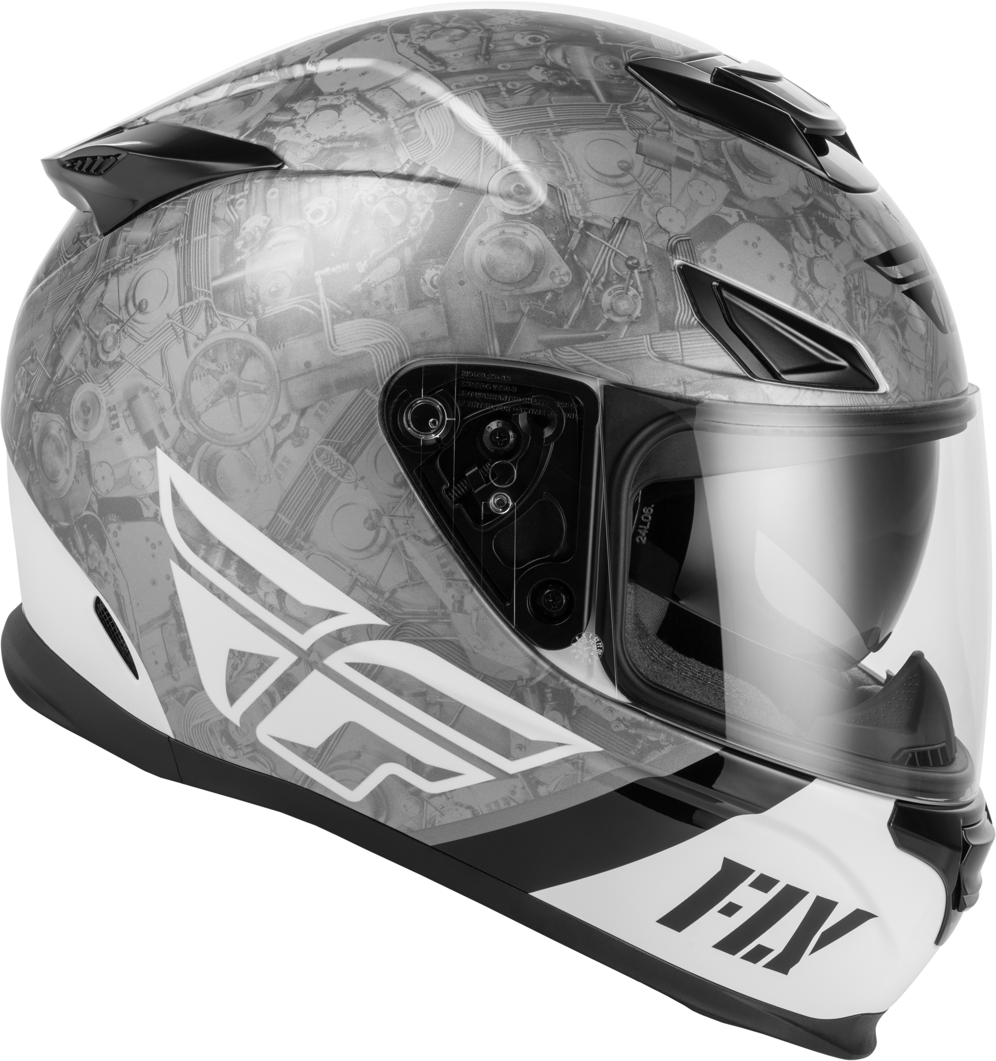 Fly Racing Sentinel Mechanical Helmet Black/White/Grey Large - Kelly Motorsports
