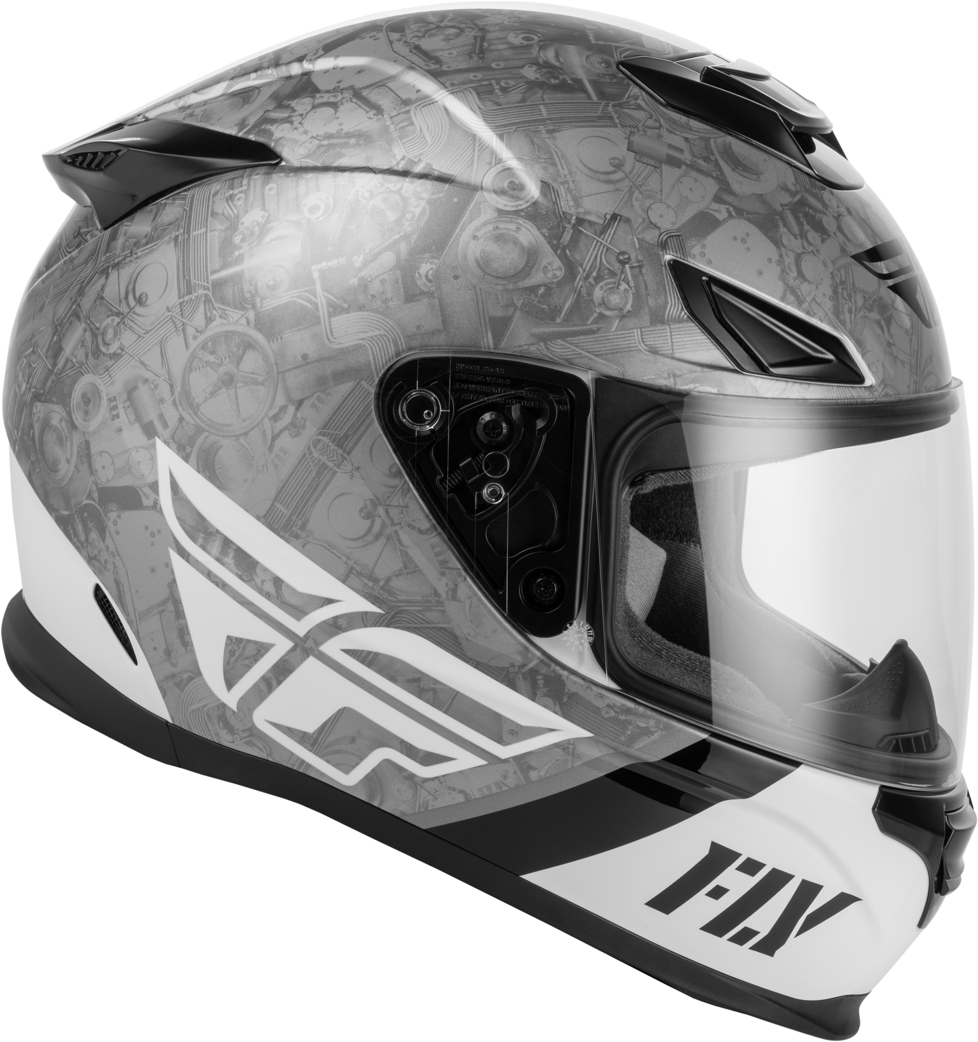 Fly Racing Sentinel Mechanical Helmet Black/White/Grey Large - Kelly Motorsports
