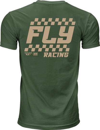 Fly Racing Staple Tee Green Medium - Comfortable 100% Cotton Crew Neck T-Shirt - Kelly Motorsports