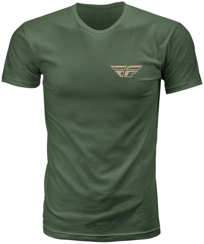 Fly Racing Staple Tee Green XL - Comfortable 100% Cotton Crew Neck T-Shirt - Kelly Motorsports