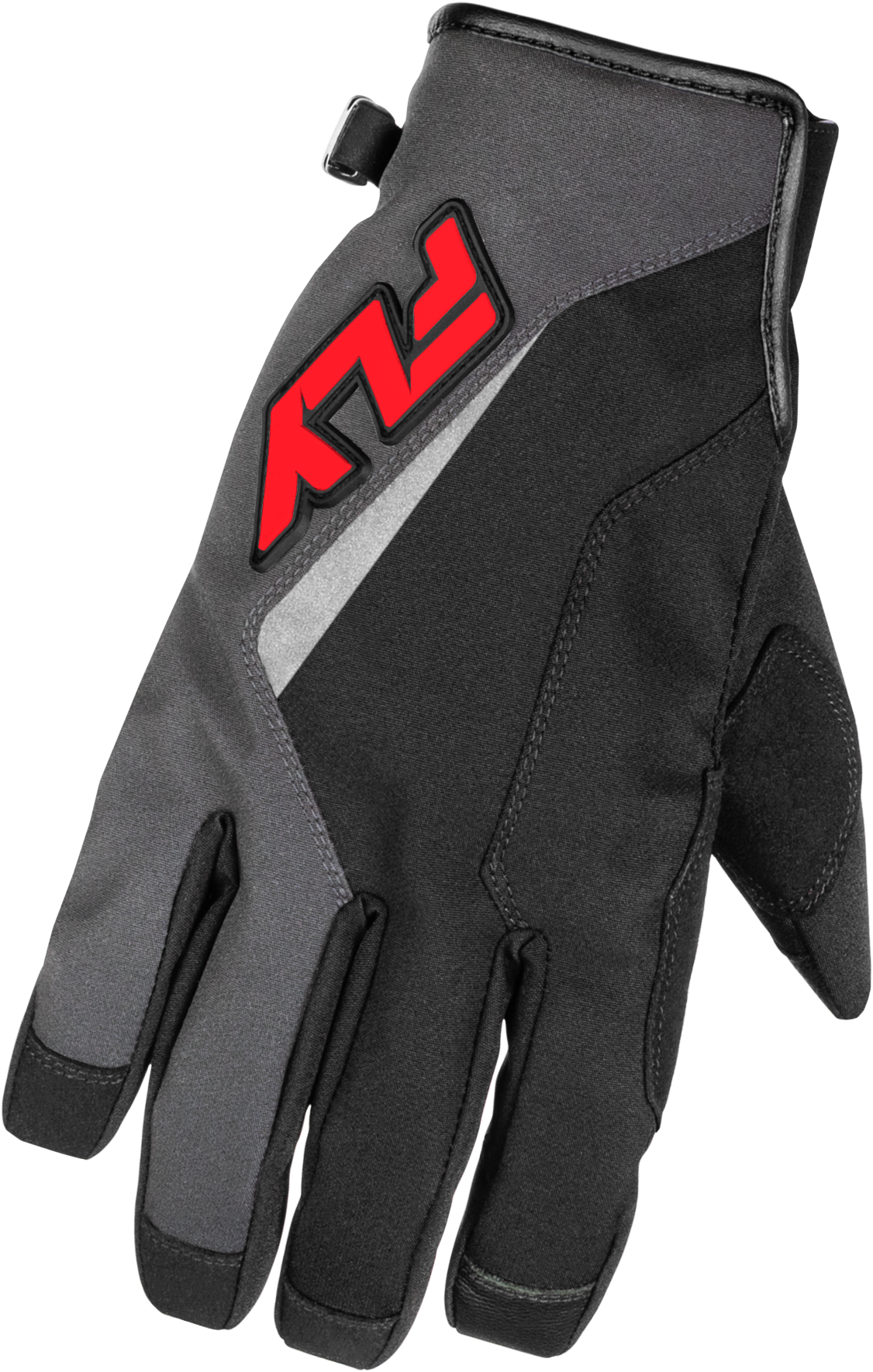 Fly Racing Title Gloves Grey/Black/Red 3X - Weatherproof Motocross Gloves with Insulation and High - Visibility Panels - Kelly Motorsports