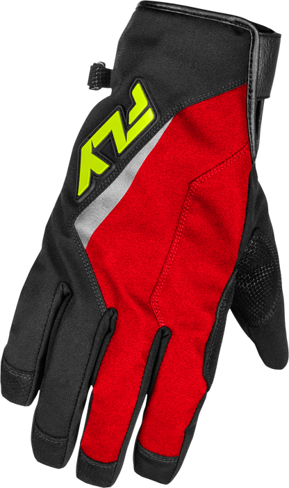 Fly Racing Title Long Gloves Red/Black/Hi Vis Medium with Weatherproof Technology - Kelly Motorsports