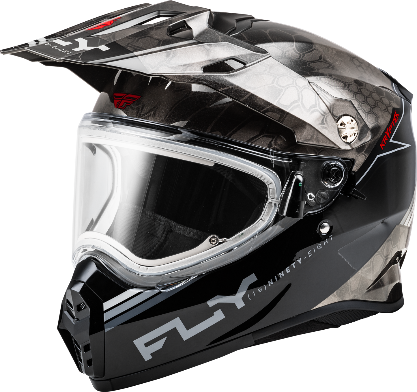Fly Racing Trekker CW Conceal Helmet with Electric Shield – Black/Grey/White, Extra Small (Part 73 - 31360XS) - Kelly Motorsports