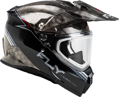 Fly Racing Trekker CW Conceal Helmet with Electric Shield – Black/Grey/White, Medium - Kelly Motorsports