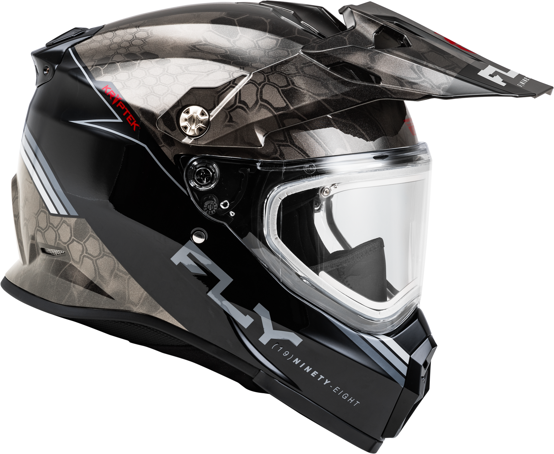 Fly Racing Trekker CW Conceal Helmet with Electric Shield in Black, Grey, and White – Small - Kelly Motorsports