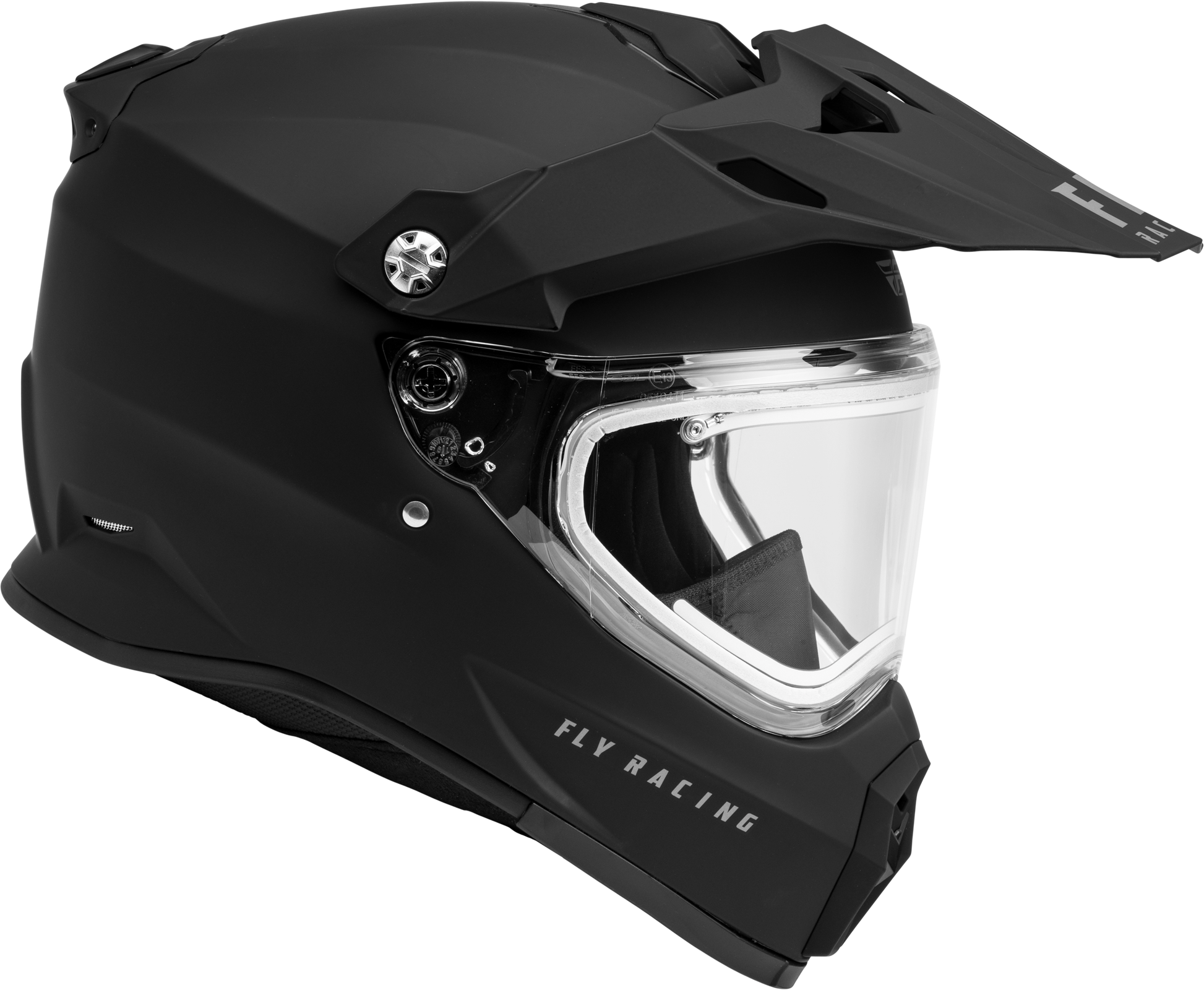 Fly Racing Trekker CW Solid Helmet with Electronic Shield Matte Black XS - Kelly Motorsports
