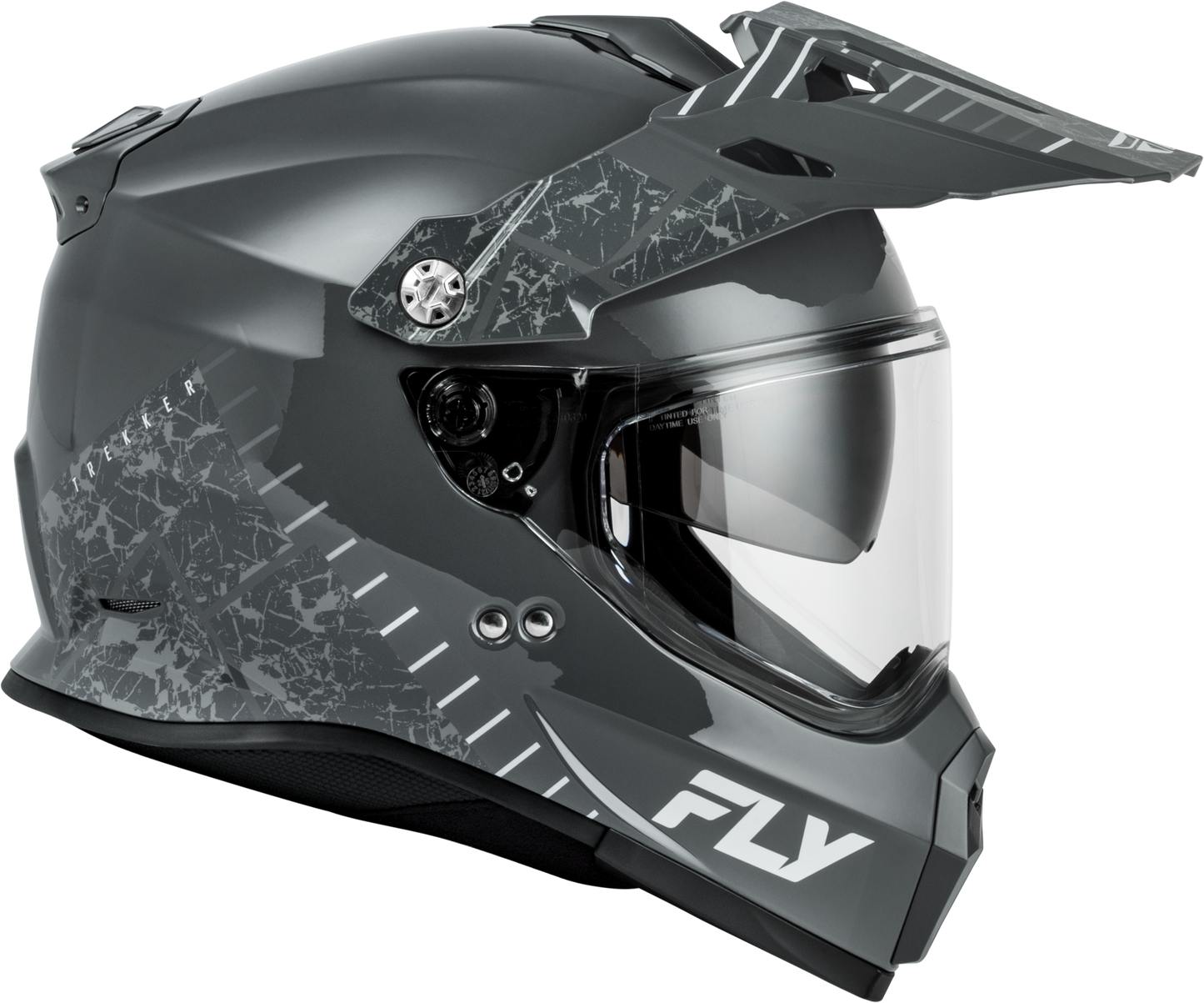 Fly Racing Trekker Granite Helmet Grey Large - ECE/DOT Approved Motorcycle Helmet with Dual Density EPS and Sun Shade - Kelly Motorsports