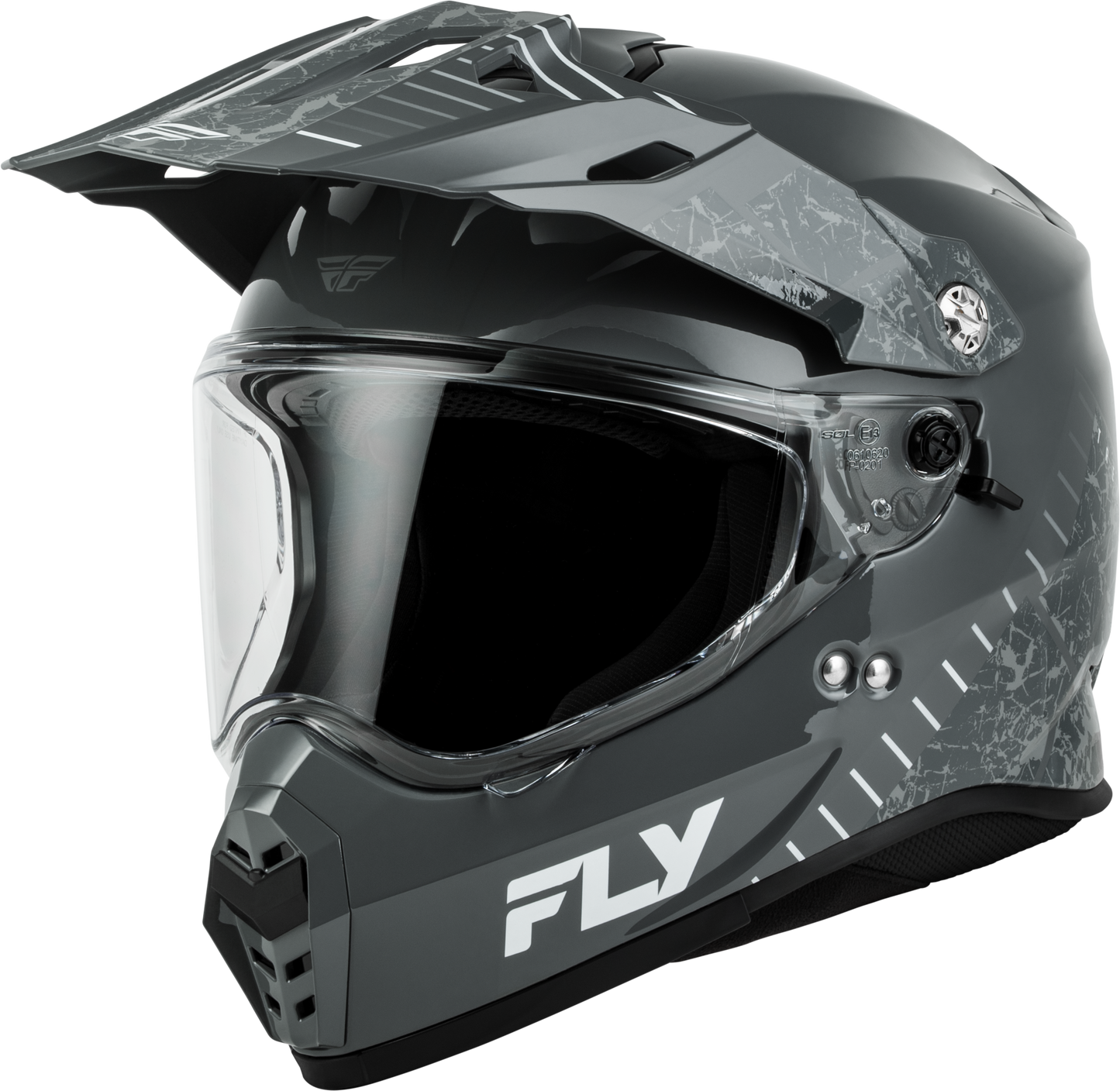 Fly Racing Trekker Granite Helmet Grey Medium - DOT & ECE Approved Motorcycle Helmet with Sun Shield and Removable Liner - Kelly Motorsports