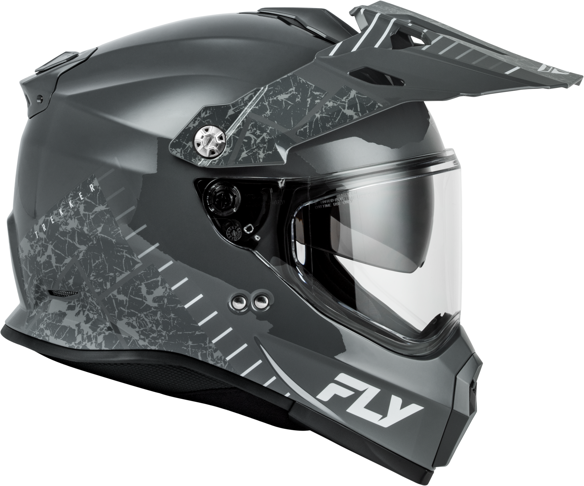 Fly Racing Trekker Granite Helmet Grey/Gray XL - DOT & ECE Approved Motorcycle Helmet with Anti - Fog Sun Shade and Removable Interior - Kelly Motorsports