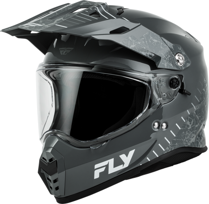 Fly Racing Trekker Granite Helmet Grey/Gray XL - DOT & ECE Approved Motorcycle Helmet with Anti - Fog Sun Shade and Removable Interior - Kelly Motorsports
