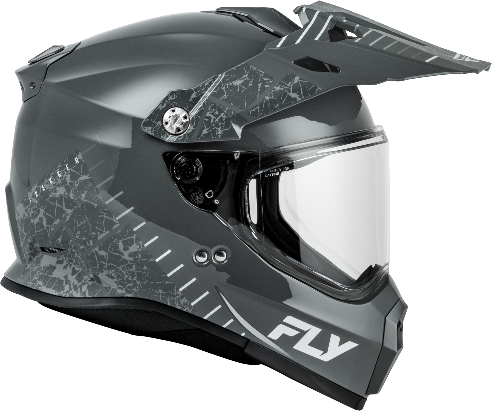 Fly Racing Trekker Granite Helmet Grey/Gray XL - DOT & ECE Approved Motorcycle Helmet with Anti - Fog Sun Shade and Removable Interior - Kelly Motorsports