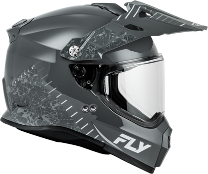 Fly Racing Trekker Granite Helmet Grey/Gray XL - DOT & ECE Approved Motorcycle Helmet with Anti - Fog Sun Shade and Removable Interior - Kelly Motorsports