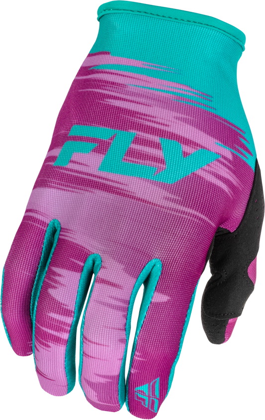 Fly Racing Women's Lite Gloves Pink/Turquoise 2X - Lightweight Race Gloves with Touch Screen Compatibility - Kelly Motorsports