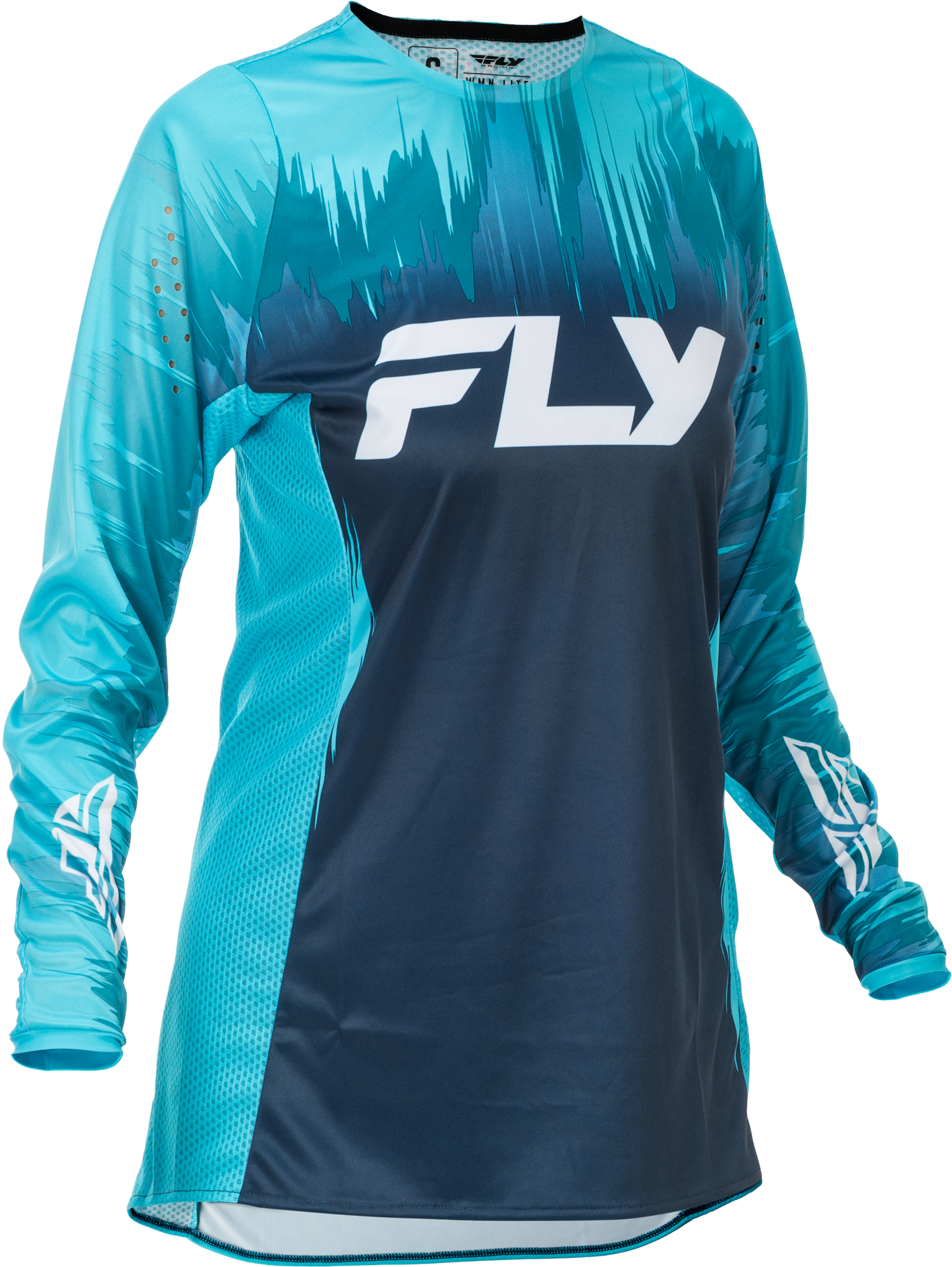 Fly Racing Women's Lite Jersey Aqua/Navy/White XL - Athletic Fit with Mesh Ventilation and Performance Features - Kelly Motorsports