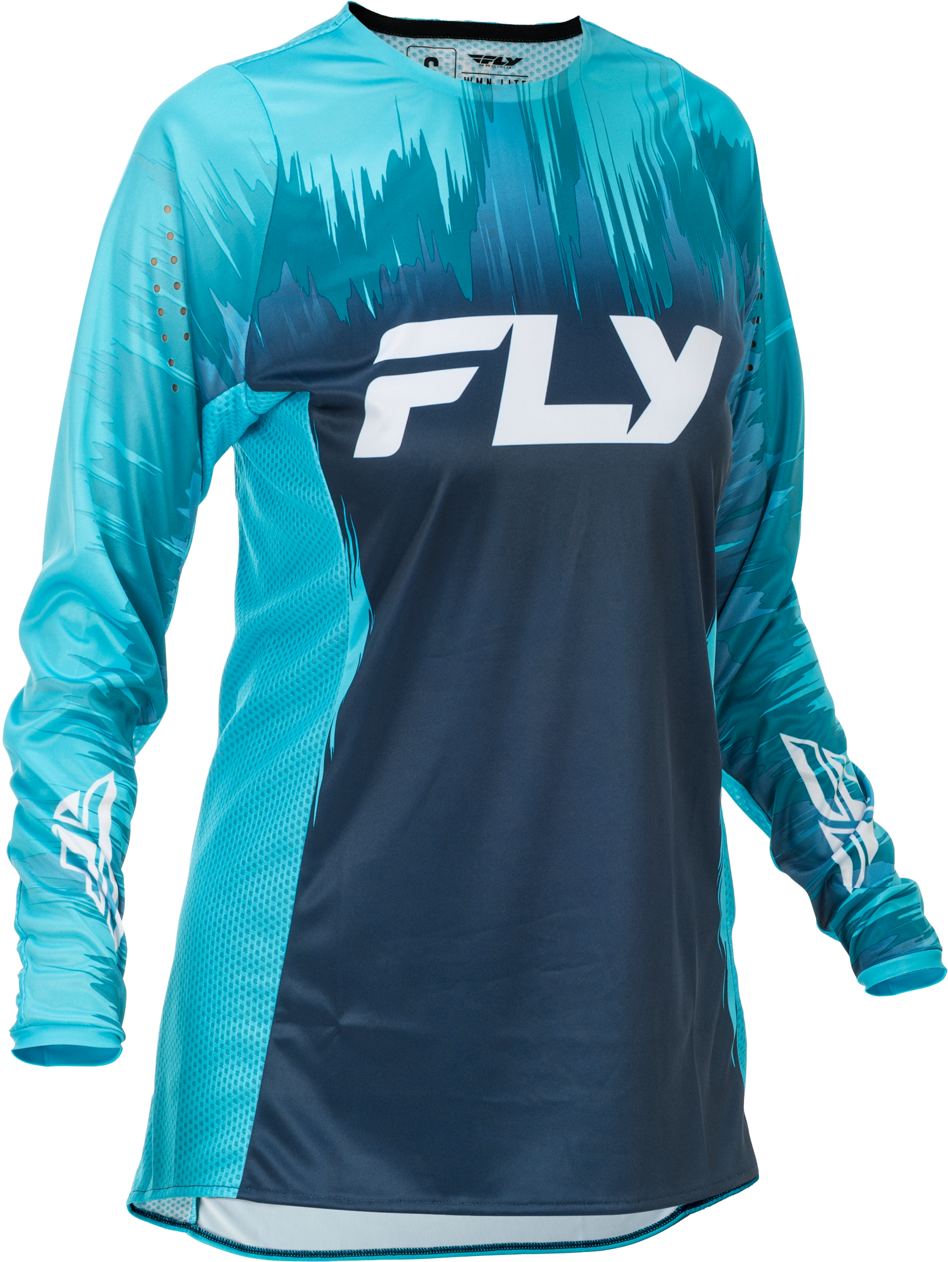 Fly Racing Women's Lite Jersey Aqua/Navy/White XL - Athletic Fit with Mesh Ventilation and Performance Features - Kelly Motorsports