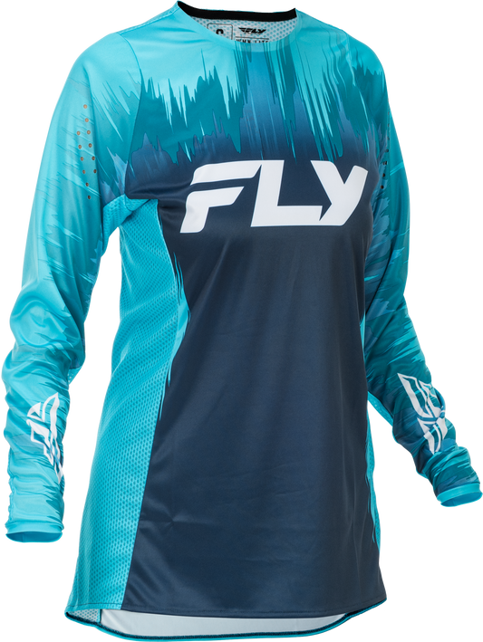 Fly Racing Women's Lite Jersey Aqua/Navy/White XL - Athletic Fit with Mesh Ventilation and Performance Features - Kelly Motorsports
