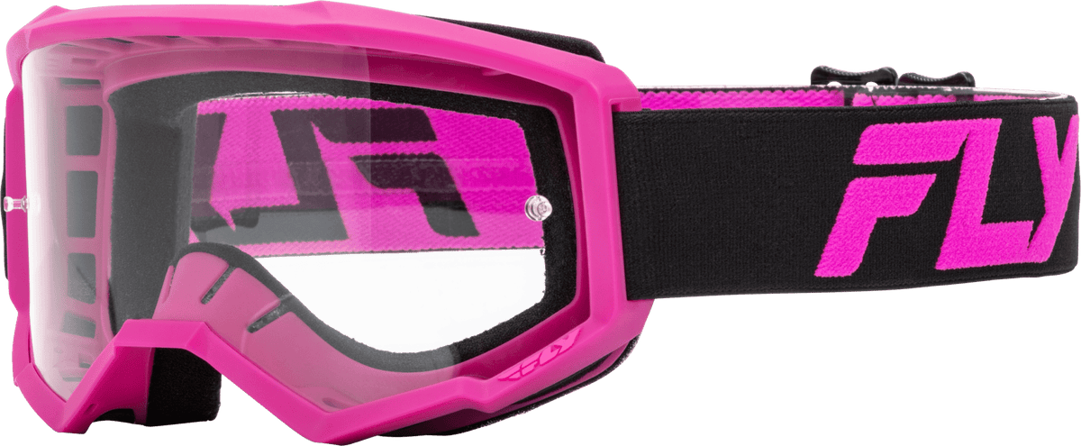 Fly Racing Youth Focus Goggle Black/Pink with Clear Lens - Kelly Motorsports