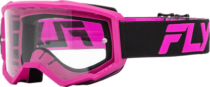 Fly Racing Youth Focus Goggle Black/Pink with Clear Lens - Kelly Motorsports