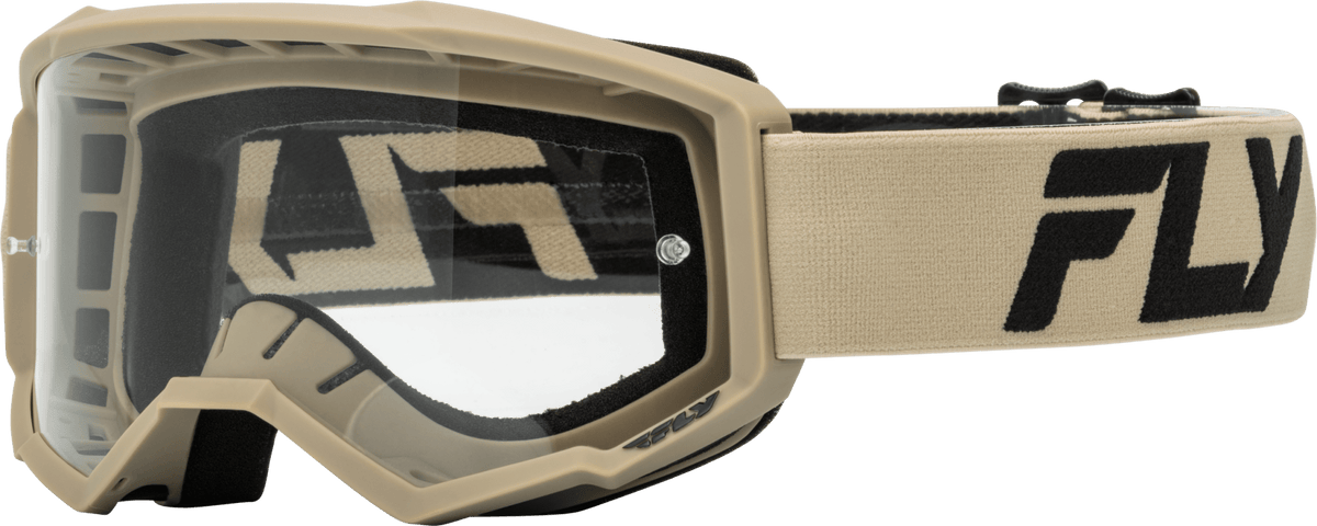 FLY RACING Youth Focus Goggle Khaki/Black with Clear Lens - Kelly Motorsports