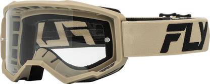 FLY RACING Youth Focus Goggle Khaki/Black with Clear Lens - Kelly Motorsports