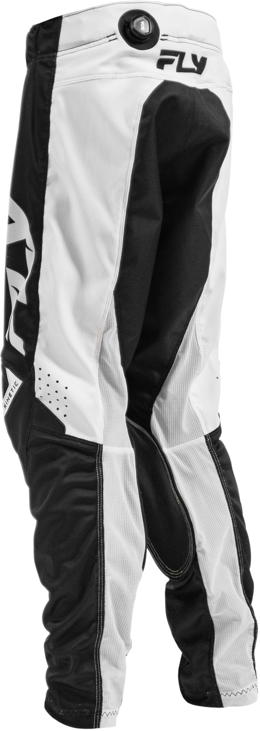 Fly Racing Youth Kinetic Mesh Pants Black/White Size 22 with BOA Fit System - Kelly Motorsports
