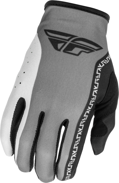 Fly Racing Youth Lite Gloves Grey/Black YM - Lightweight Race Gloves with Touch Screen Compatibility - Kelly Motorsports