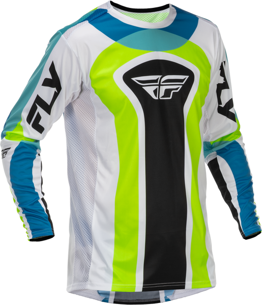 Fly Racing Youth Lite Le Current Jersey White, Lime & Blue - Size YXL - Kelly Motorsports