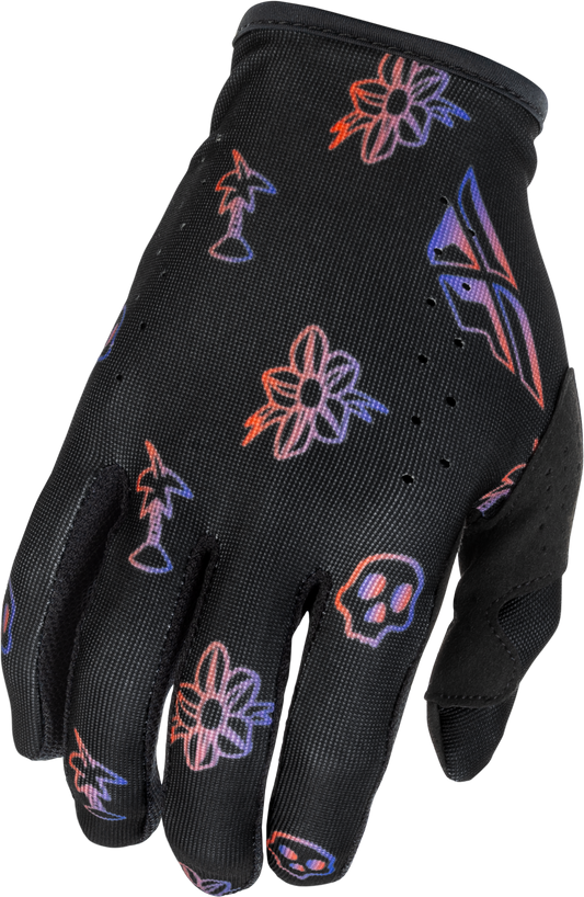 Fly Racing Youth Lite Outline Gloves Black/Red/Purple YM - Lightweight Race Gloves with Touch Screen Compatibility - Kelly Motorsports