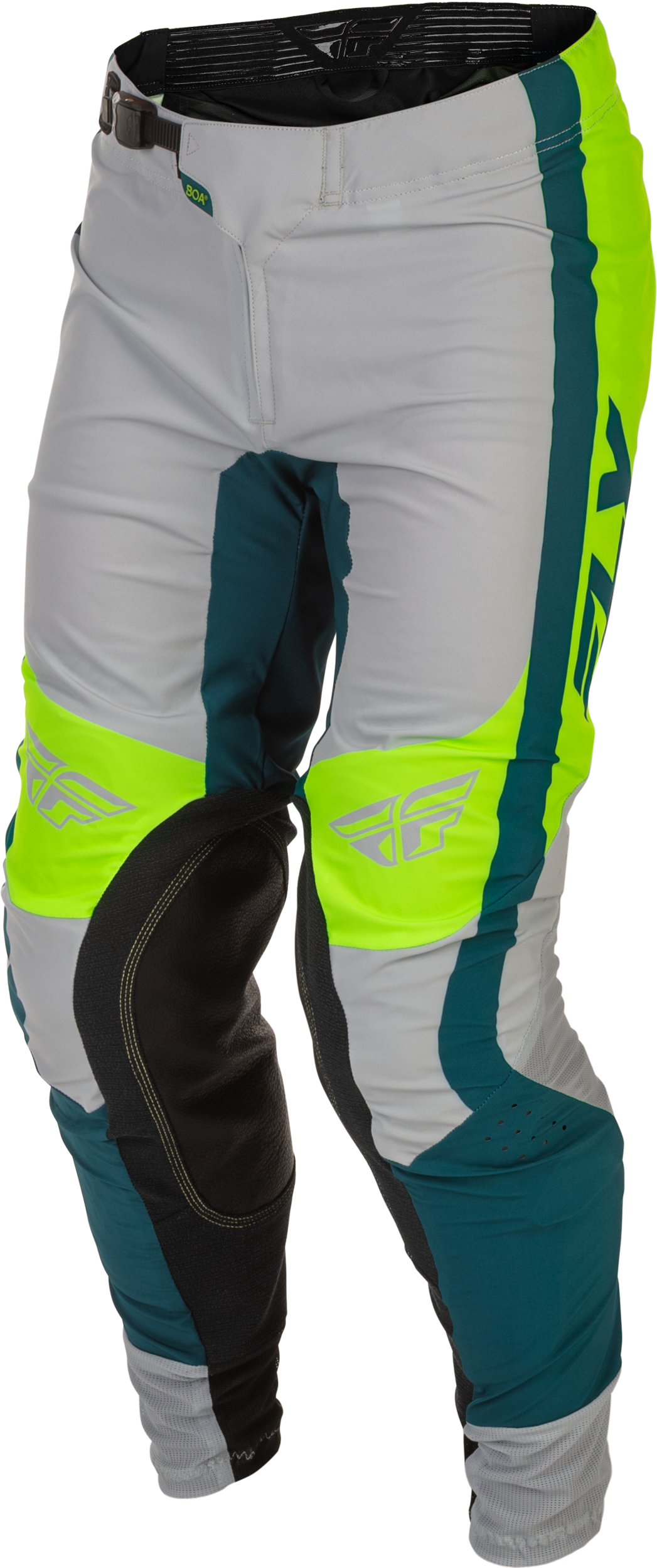 Fly Racing Youth Lite Pants Grey, Lime & Teal Size 26 - Lightweight Motocross Gear - Kelly Motorsports