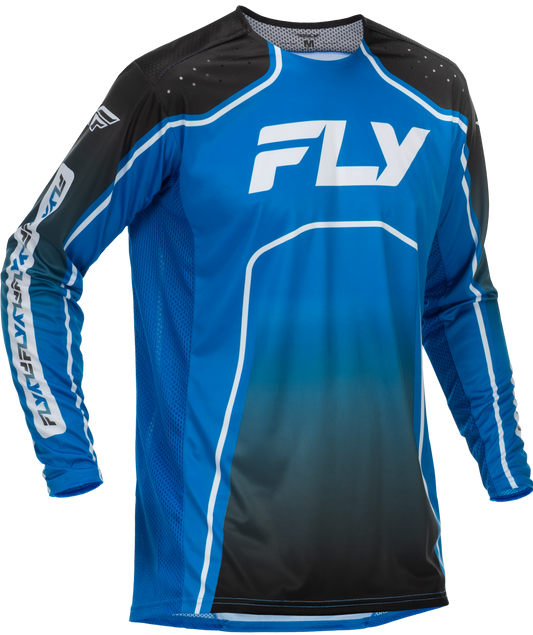Fly Racing Youth Rayce Bicycle Jersey Blue/Black/White YL - Long Sleeve Performance MTB Jersey - Kelly Motorsports