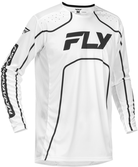 Fly Racing Youth Rayce Bicycle Jersey White/Black YL - Performance Long Sleeve Jersey with Mesh Ventilation - Kelly Motorsports