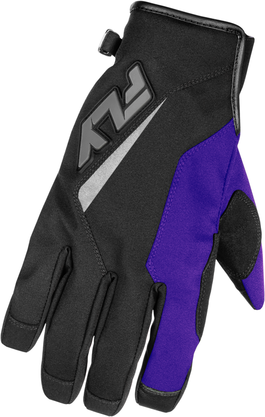 Fly Racing Youth Title Gloves Black, Purple & Grey – Weatherproof Motocross Gloves with Insulation and Reflective Panels - Kelly Motorsports