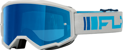 Fly Racing Youth Zone Goggle Silver/Blue with Dark Blue Mirror Smoke Lens - Kelly Motorsports