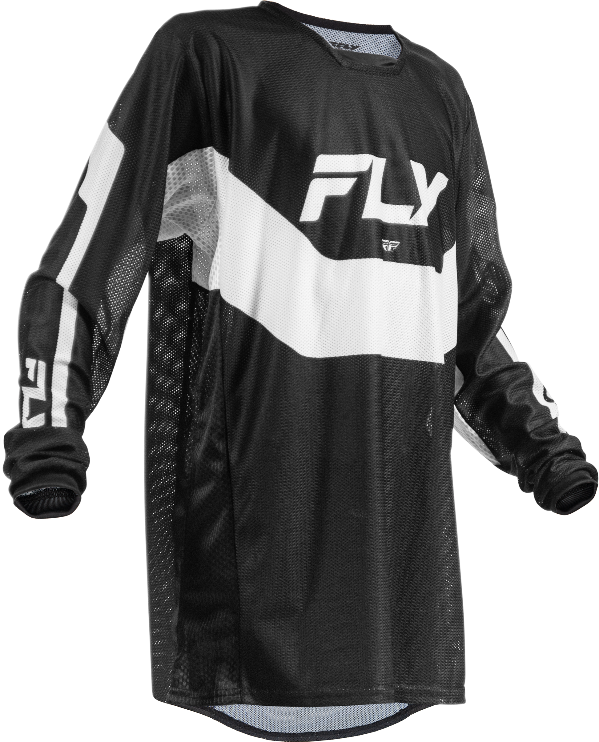 Fly Racing Yth Kinetic Mesh Jersey Black/White YXL - Youth Performance Motorcycle Jersey - Kelly Motorsports