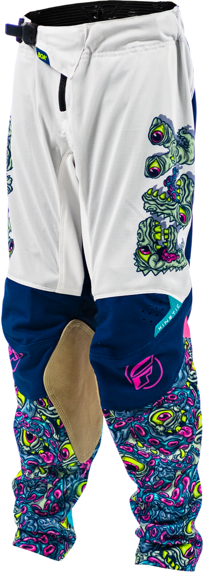 Fly Racing Yth Kinetic Mutant Mesh Pants White/Blue/Multi Size 22 - Kelly Motorsports