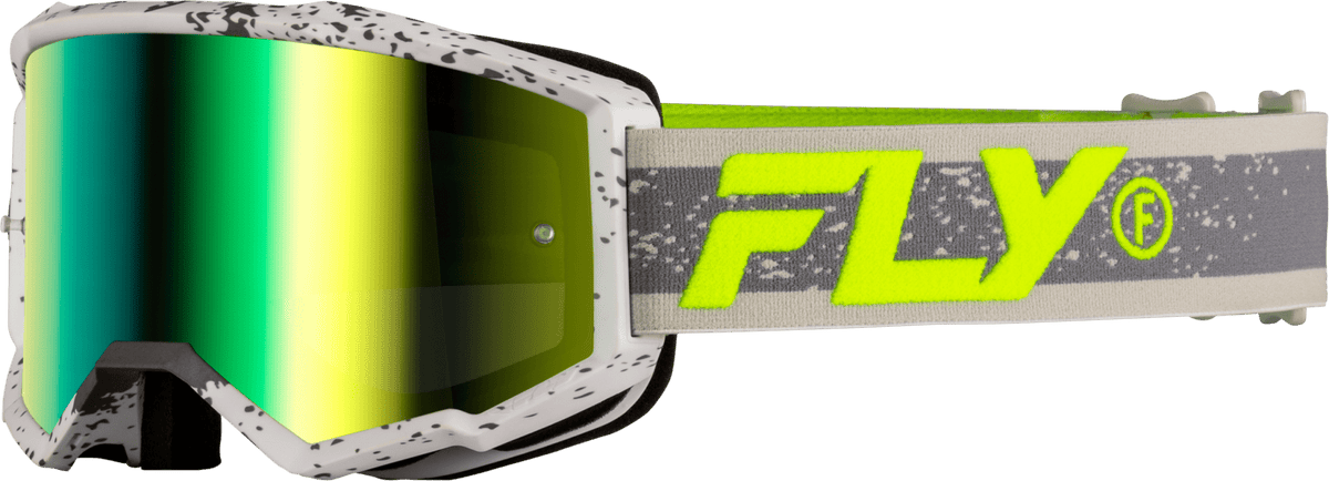 Fly Racing Yth Zone Goggle Dark Gray and Hi Vis with Iridescent Green Mirror Lens - Kelly Motorsports