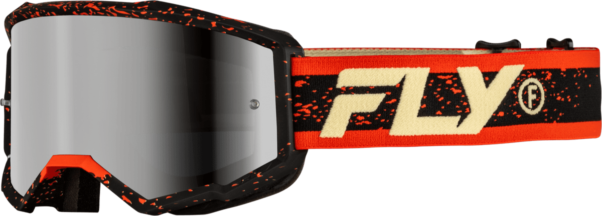 Fly Racing Zone Goggle Black/Red/Cream with Silver Mirror Smoke Lens - Kelly Motorsports
