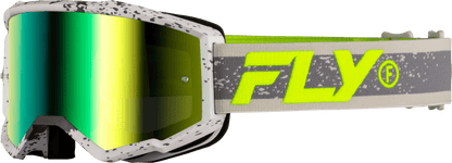 FLY RACING ZONE GOGGLE DARK GREY/HI-VIS W/ IRIDESCENT GRN MIRROR LENS - Kelly Motorsports
