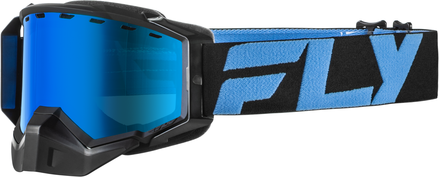Fly Racing Zone Snow Goggle Black/Blue with Sky Blue Mirror and Blue Lens - Kelly Motorsports