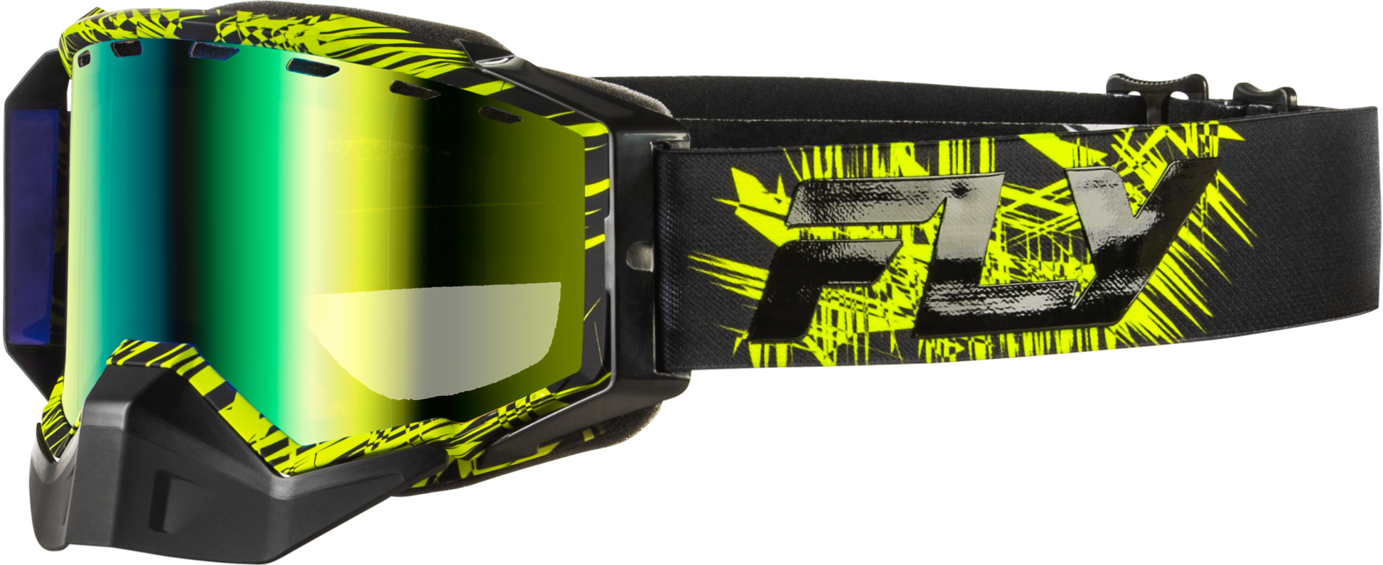 Fly Racing Zone Snow Goggle Green/Black with Green Mirror and Yellow Lens - Kelly Motorsports