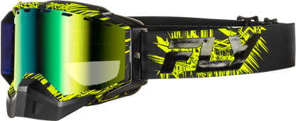 Fly Racing Zone Snow Goggle Green/Black with Green Mirror and Yellow Lens - Kelly Motorsports