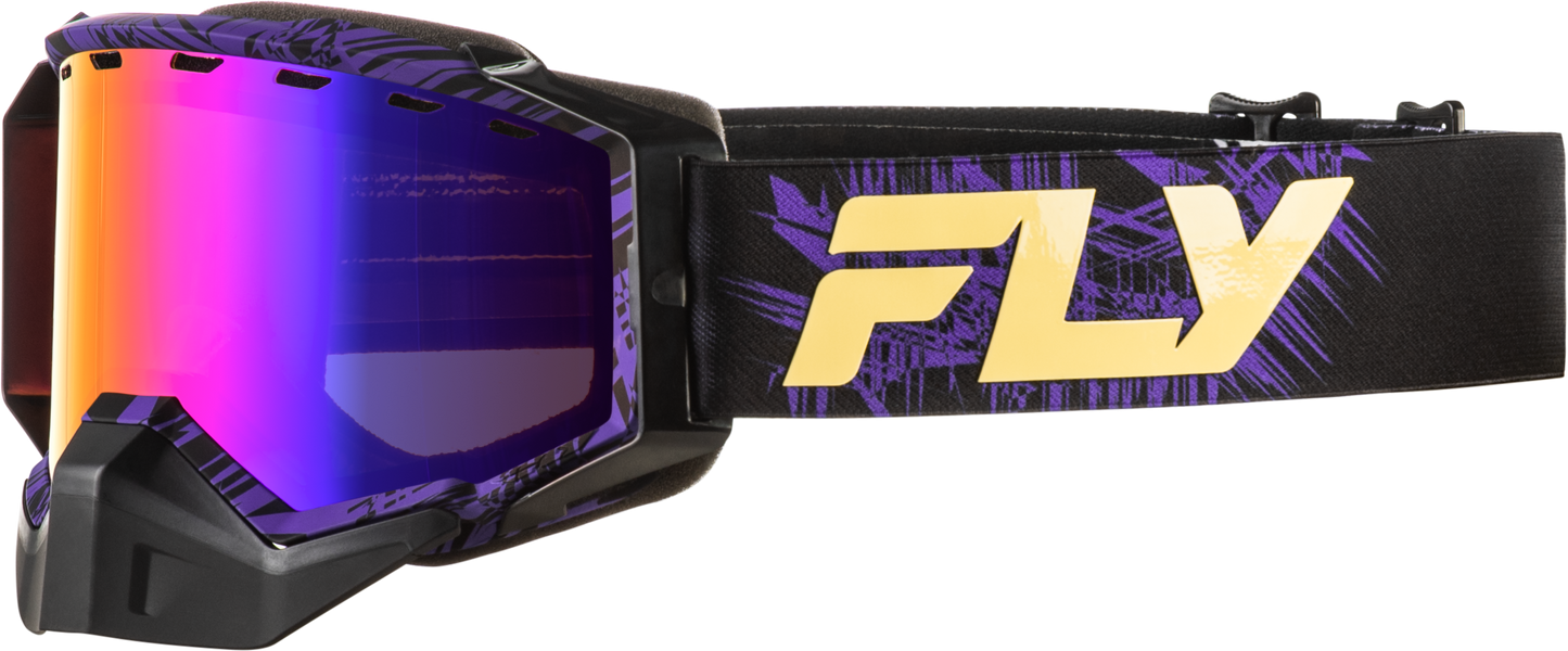 Fly Racing Zone Snow Goggle in Purple/Tan with Purple Mirror and Amber Lens - Kelly Motorsports