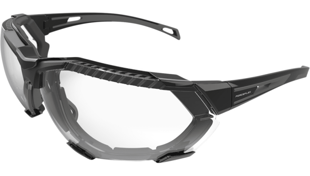 FORCEFLEX FF4 Sunglasses - Foam - Black/Black - Clear Lens - Kelly Motorsports