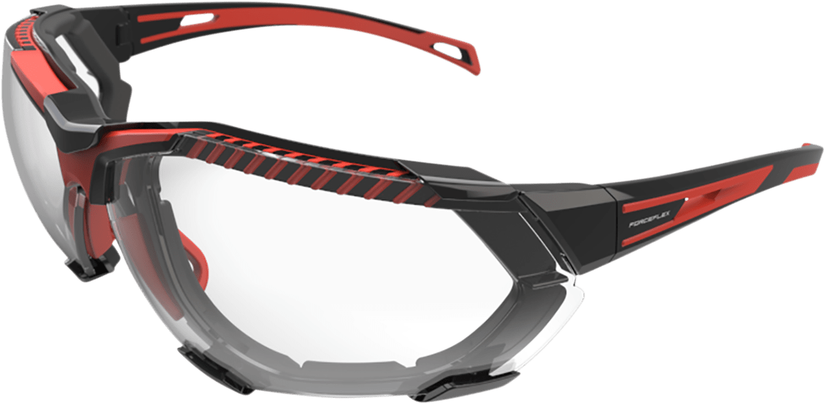 FORCEFLEX FF4 Sunglasses - Foam - Black/Red - Clear Lens FF4-01044-041 - Kelly Motorsports