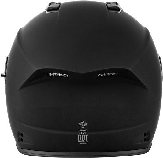GMAX F1180075 FF 18 Solid Matte Black Motorcycle Helmet with Sun Shield and Advanced Ventilation - Kelly Motorsports